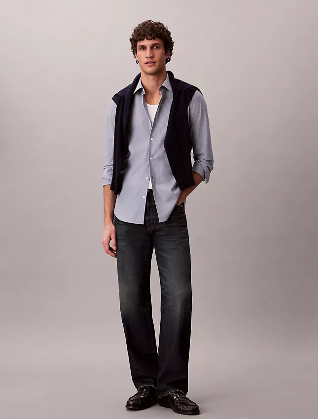 Bawełniana koszula Cotton Stretch slim fit z guzikami w paski Bawełniana koszula Cotton Stretch slim fit z guzikami w paski