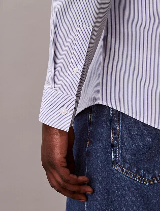 Bawełniana koszula Cotton Stretch slim fit z guzikami w paski Bawełniana koszula Cotton Stretch slim fit z guzikami w paski