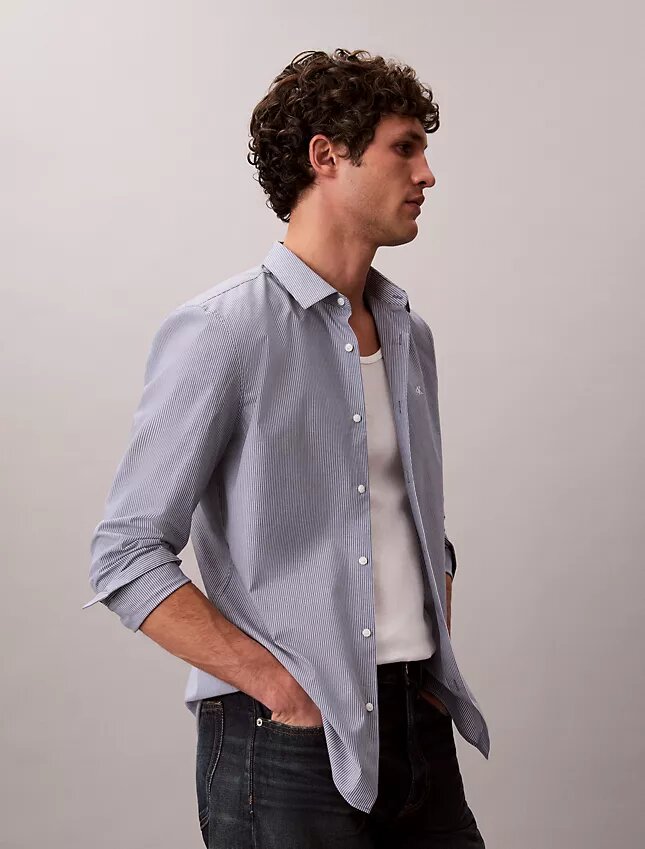 Bawełniana koszula Cotton Stretch slim fit z guzikami w paski Bawełniana koszula Cotton Stretch slim fit z guzikami w paski