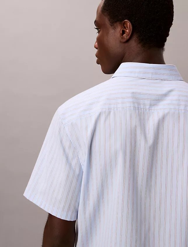 Bawełniana koszula Cotton Stretch w paski, z krótkim rękawem i guzikami Bawełniana koszula Cotton Stretch w paski, z krótkim rękawem i guzikami