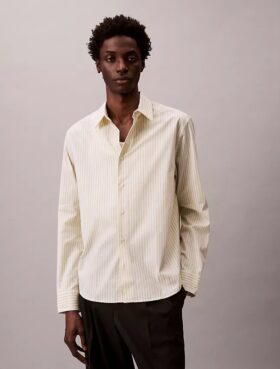 Bawełniana koszula z guzikami z Cotton Stretch popeliny w paski Bawełniana koszula z guzikami z Cotton Stretch popeliny w paski
