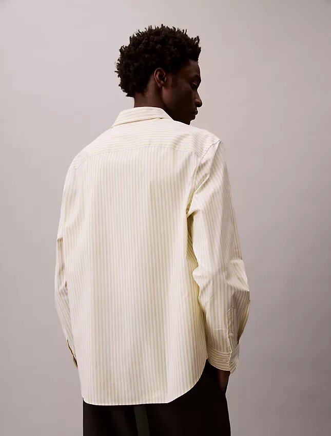 Bawełniana koszula z guzikami z Cotton Stretch popeliny w paski Bawełniana koszula z guzikami z Cotton Stretch popeliny w paski