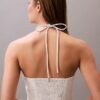 Bawełniana sukienka midi z dekoltem halter
