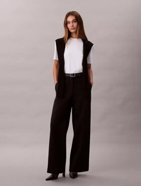 Bawełniane spodnie chino z szerokimi nogawkami Cotton Stretch
