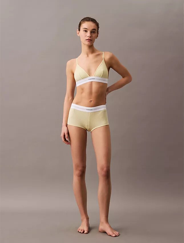 Bawełniano-modalowa, elastyczna, prążkowana, Unlined bralette w kształcie trójkąta Bawełniano-modalowa, elastyczna, prążkowana, Unlined bralette w kształcie trójkąta