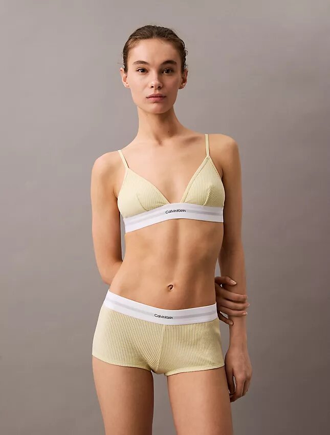 Bawełniano-modalowa, elastyczna, prążkowana, Unlined bralette w kształcie trójkąta Bawełniano-modalowa, elastyczna, prążkowana, Unlined bralette w kształcie trójkąta
