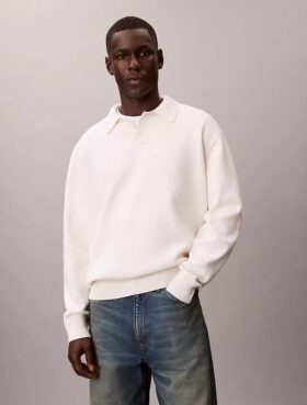 Bawełniany sweter polo o luźnym kroju