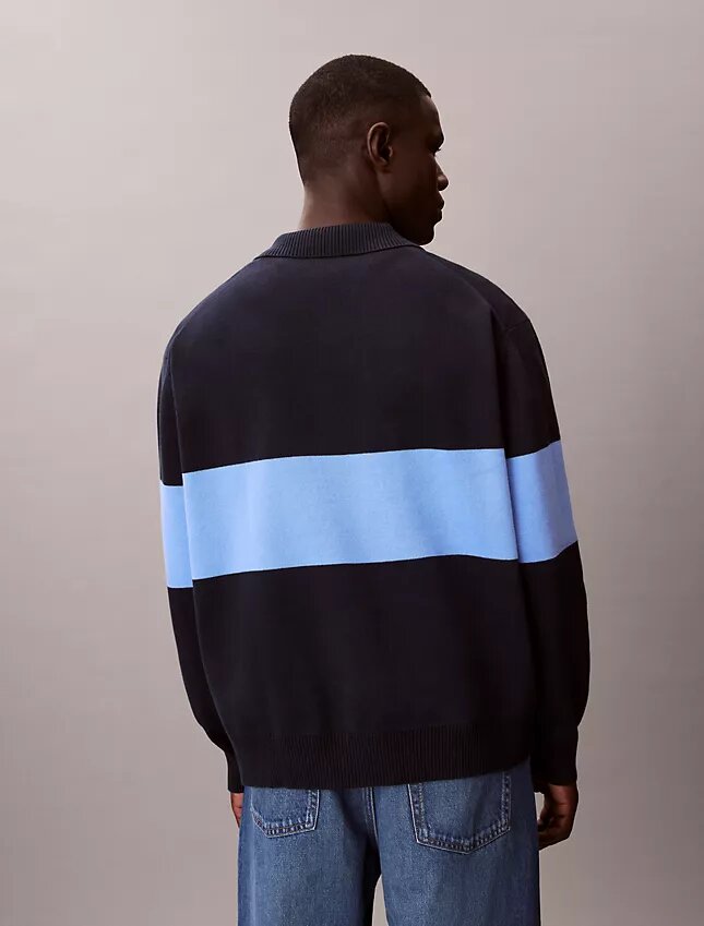 Bawełniany sweter polo o luźnym kroju Bawełniany sweter polo o luźnym kroju