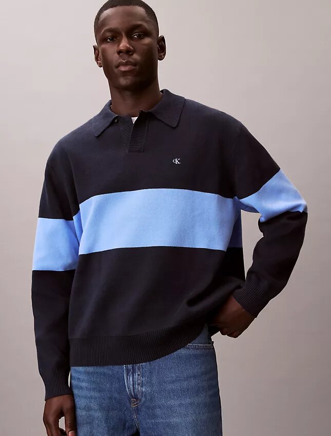 Bawełniany sweter polo o luźnym kroju Bawełniany sweter polo o luźnym kroju