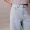 Bermudy z mieszanki lnu i Denimu o luźnym kroju