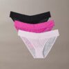 Bikini z niskim stanem z koronką i logo Icon, 3 sztuki w opakowaniu