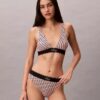 Bikini z wysokim stanem z elastycznej mikrofibry z graficznym Monogramem