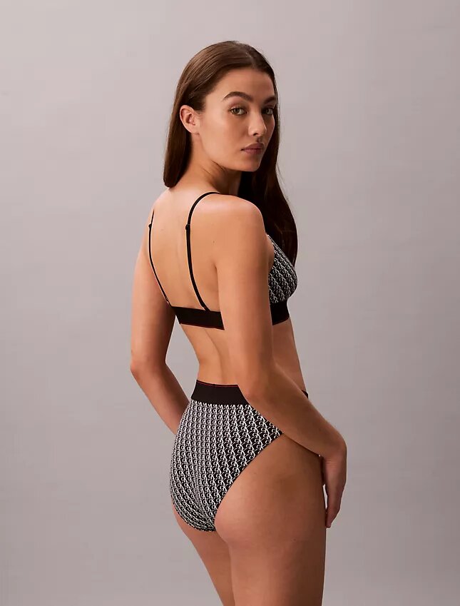 Bikini z wysokim stanem z elastycznej mikrofibry z graficznym Monogramem Bikini z wysokim stanem z elastycznej mikrofibry z graficznym Monogramem