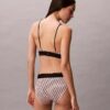Bikini z wysokim stanem z elastycznej mikrofibry z graficznym Monogramem