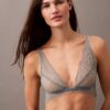 Biustonosz trójkątny CK Black Geo Lace Unlined Biustonosz trójkątny CK Black Geo Lace Unlined