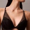Biustonosz z głębokim dekoltem CK Black Floral Lace Biustonosz z głębokim dekoltem CK Black Floral Lace