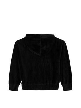 Bluza dla dziewczynek z kapturem z weluru prążkowanego