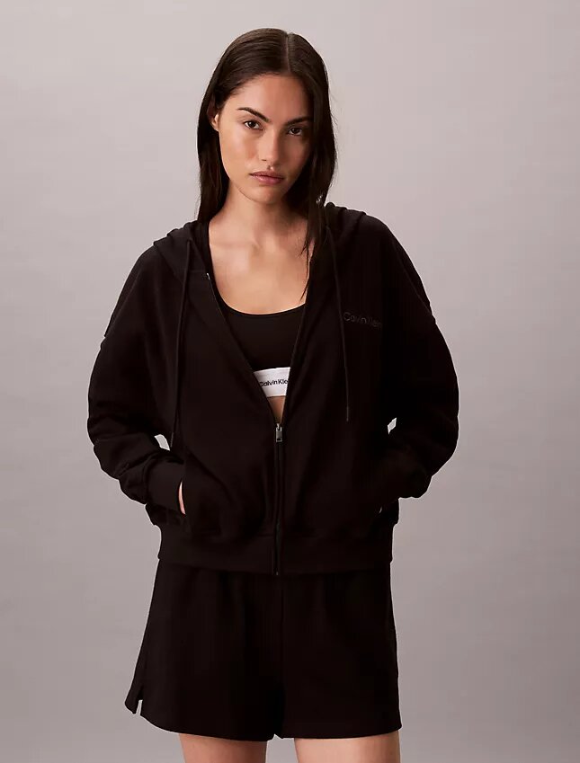 Bluza z kapturem z bawełnianego dżerseju z logo i zamkiem na całej długości Bluza z kapturem z bawełnianego dżerseju z logo i zamkiem na całej długości