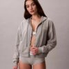Bluza z kapturem z bawełnianego dżerseju z logo i zamkiem na całej długości Bluza z kapturem z bawełnianego dżerseju z logo i zamkiem na całej długości