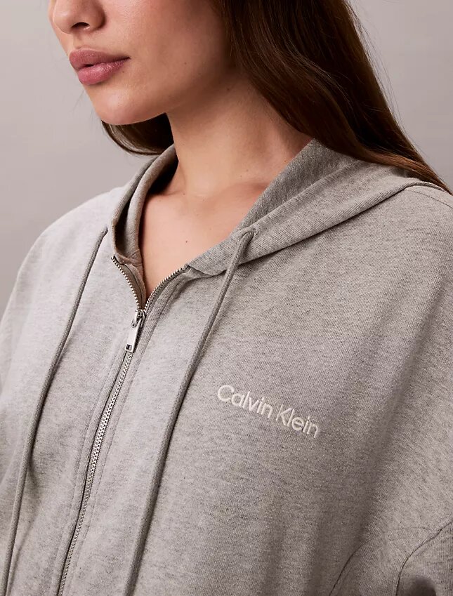 Bluza z kapturem z bawełnianego dżerseju z logo i zamkiem na całej długości Bluza z kapturem z bawełnianego dżerseju z logo i zamkiem na całej długości