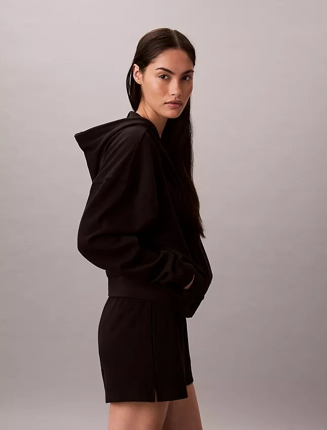 Bluza z kapturem z bawełnianego dżerseju z logo i zamkiem na całej długości Bluza z kapturem z bawełnianego dżerseju z logo i zamkiem na całej długości
