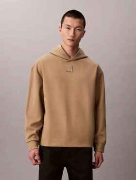 Bluza z kapturem z mieszanki wełny z logo