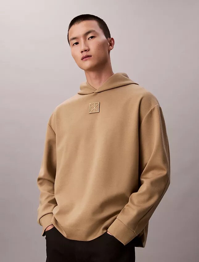 Bluza z kapturem z mieszanki wełny z logo Bluza z kapturem z mieszanki wełny z logo