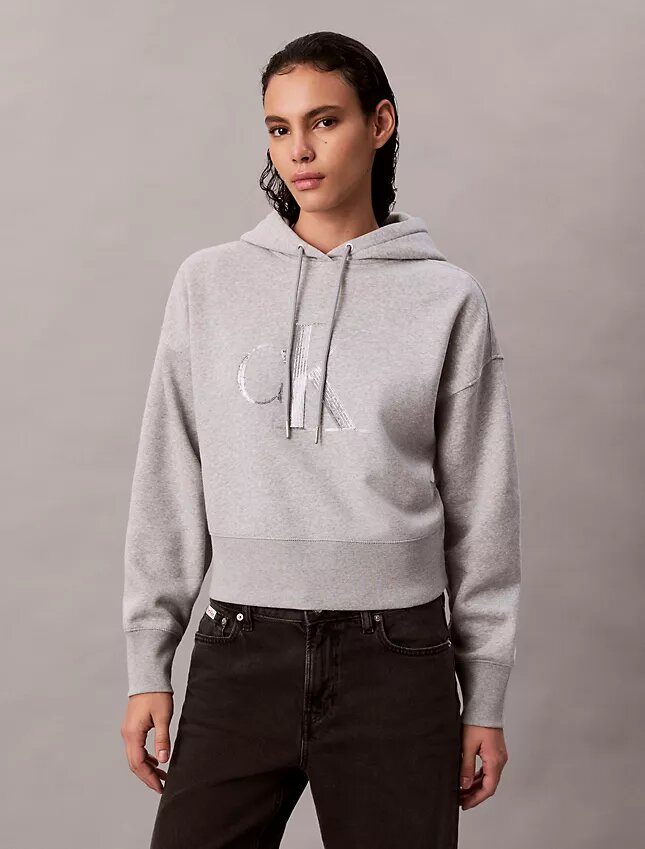 Bluza z kapturem z polaru z Monogramem z cekinów Bluza z kapturem z polaru z Monogramem z cekinów