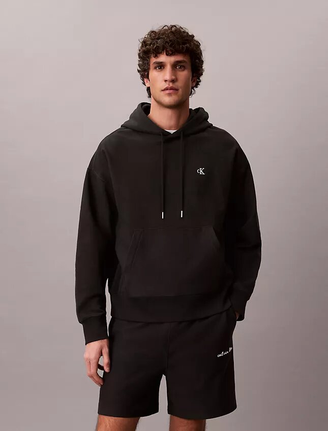 Bluza z kapturem z wysokiej jakości frotte o luźnym kroju z Monogramem Bluza z kapturem z wysokiej jakości frotte o luźnym kroju z Monogramem