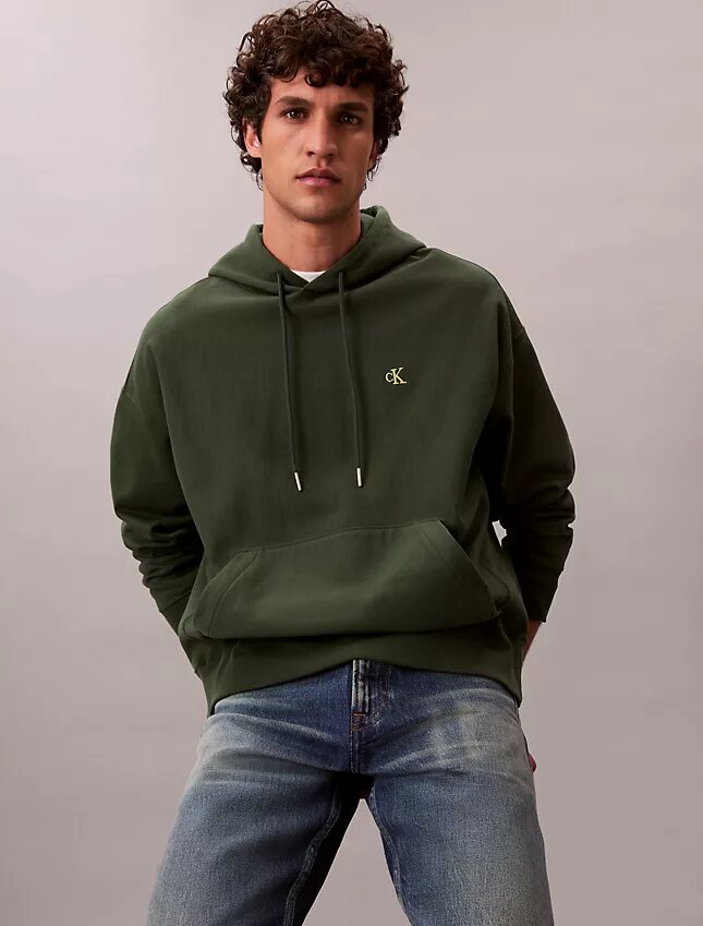 Bluza z kapturem z wysokiej jakości frotte o luźnym kroju z Monogramem Bluza z kapturem z wysokiej jakości frotte o luźnym kroju z Monogramem