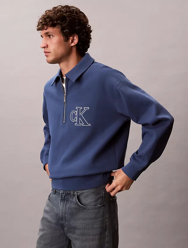 Bluza z logo Monogram i zamkiem 1/4 Bluza z logo Monogram i zamkiem 1/4