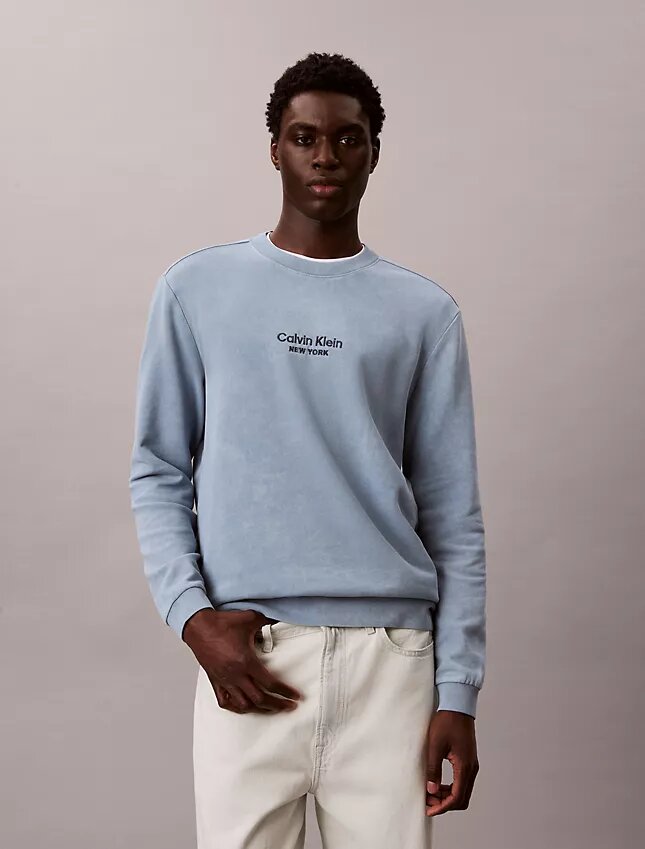Bluza z okrągłym dekoltem z frotte z nadrukiem logo Bluza z okrągłym dekoltem z frotte z nadrukiem logo