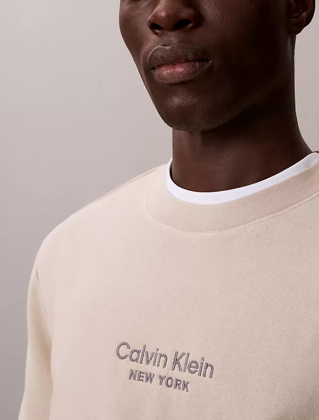 Bluza z okrągłym dekoltem z frotte z nadrukiem logo Bluza z okrągłym dekoltem z frotte z nadrukiem logo