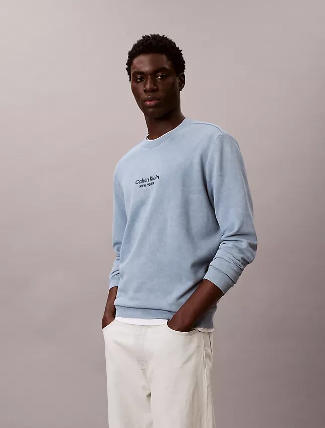 Bluza z okrągłym dekoltem z frotte z nadrukiem logo Bluza z okrągłym dekoltem z frotte z nadrukiem logo