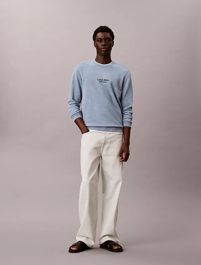 Bluza z okrągłym dekoltem z frotte z nadrukiem logo Bluza z okrągłym dekoltem z frotte z nadrukiem logo