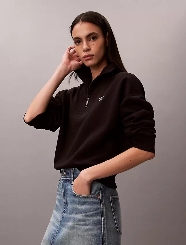 Bluza z polaru z Monogramem i zamkiem 1/4 Bluza z polaru z Monogramem i zamkiem 1/4