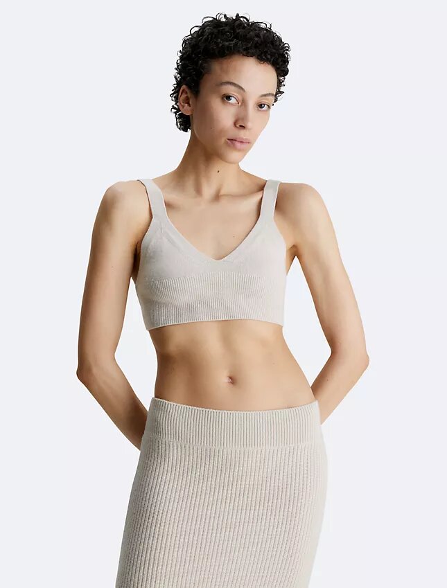 Bralette z dzianiny prążkowanej z mieszanki wełny Bralette z dzianiny prążkowanej z mieszanki wełny