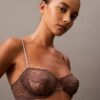 CK Black biustonosz balkonetkowy z kwiatową koronką, Unlined CK Black biustonosz balkonetkowy z kwiatową koronką, Unlined