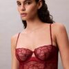 CK Black biustonosz balkonetkowy z kwiatową koronką, Unlined CK Black biustonosz balkonetkowy z kwiatową koronką, Unlined