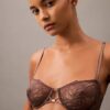 CK Black biustonosz balkonetkowy z kwiatową koronką, Unlined CK Black biustonosz balkonetkowy z kwiatową koronką, Unlined