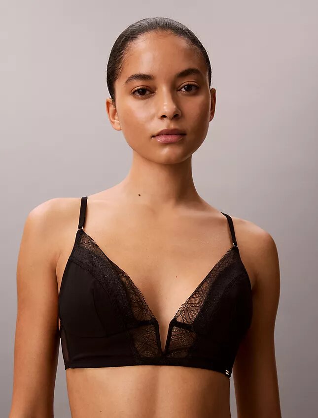 CK Black Geo Lace Lightly Lined Triangle Bra CK Black Geo Lace Lightly Lined Triangle Bra