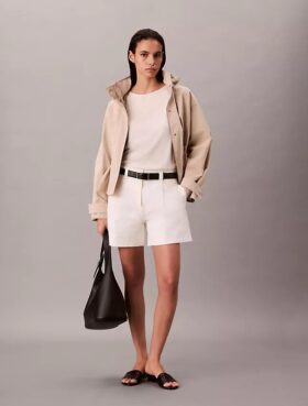 Cotton Stretch, elastyczne bermudy z plisami