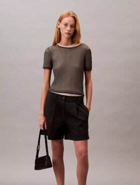 Cotton Stretch, elastyczne bermudy z plisami