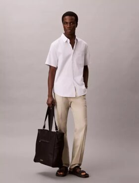 Cotton Stretch koszula z elastycznego materiału w wąskie paski, zapinana na guziki