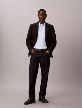 Cotton Stretch koszula z elastycznego materiału w wąskie paski, zapinana na guziki