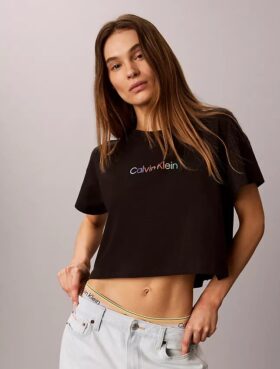 Cotton Stretch lounge pride boxy crop tee