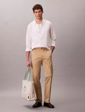 Cotton Stretch spodnie z elastycznym materiałem o prostym kroju