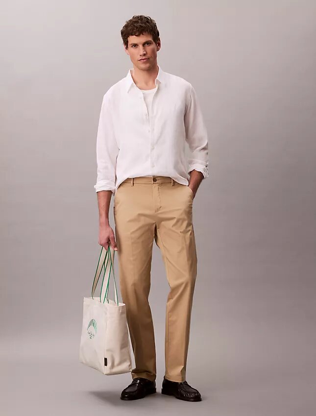 Cotton Stretch spodnie z elastycznym materiałem o prostym kroju Cotton Stretch spodnie z elastycznym materiałem o prostym kroju