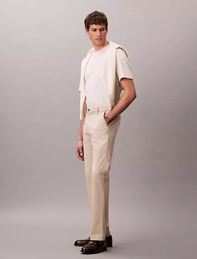 Cotton Stretch spodnie z elastycznym materiałem o prostym kroju Cotton Stretch spodnie z elastycznym materiałem o prostym kroju