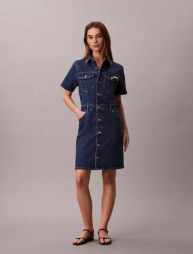 Denim mini trucker sukienka